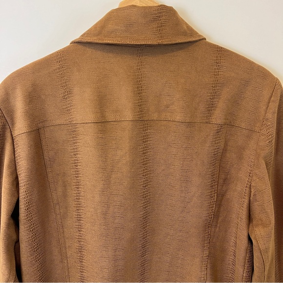 NWT Chico's Faux Suede Motorcycle Jacket Collared Brown Zip Up Size 3 16/18 - Picture 7 of 11